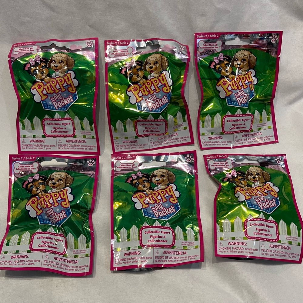 Puppy In My Pocket Series 2, Blind Bag Collectible Figure, Lot of 6 - NEW!